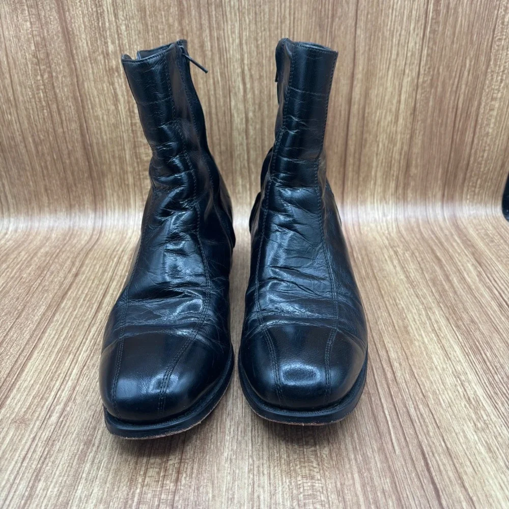 Florsheim Duke Side Zip Leather Dress Boots Men's Size 8 D 18215-01 Square Toe